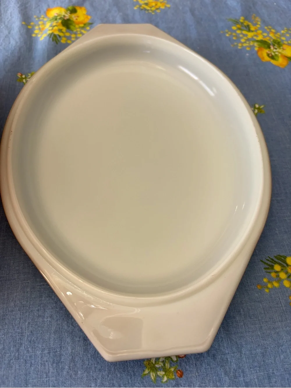 Pyrex Brown and Orange Vitrolite Casserole Dish with Fruit Pattern vintage